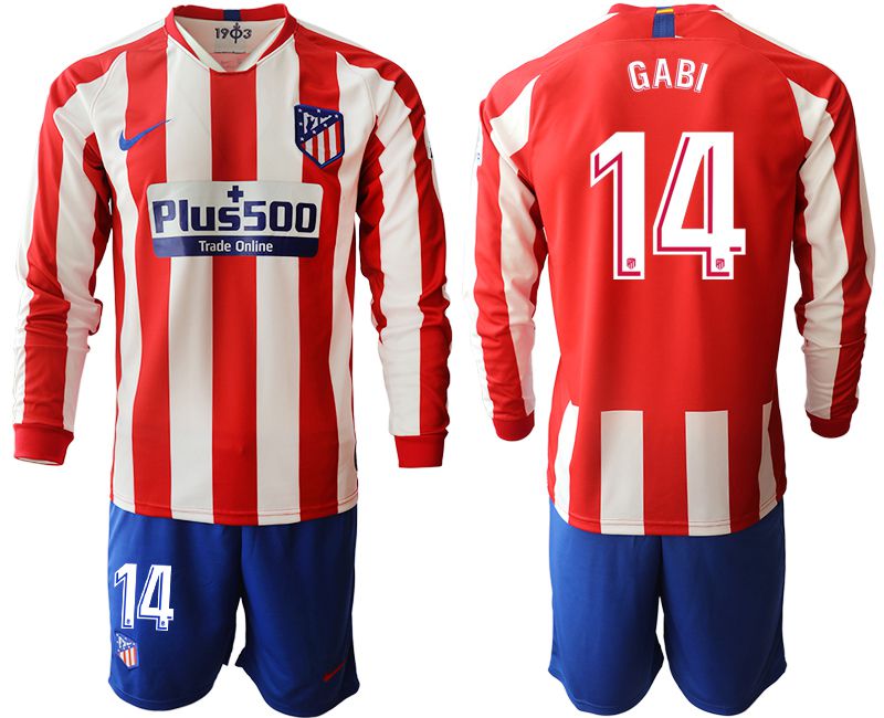 Men 2019-2020 club Atletico Madrid home long sleeves #14 red Soccer Jerseys